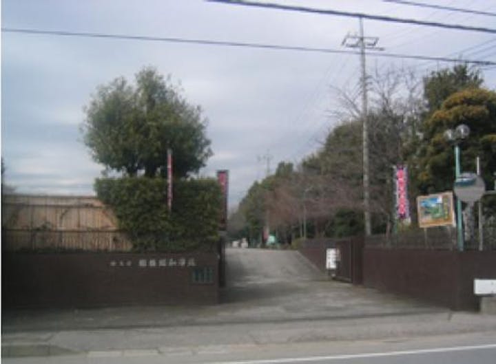 船橋昭和浄苑の正門。一段上がった左手にグリーンの芝生が広がっている。入り口を入るこの道が墓地エリアをまっすぐに貫いている。しばらく行った先に駐車スペースがある