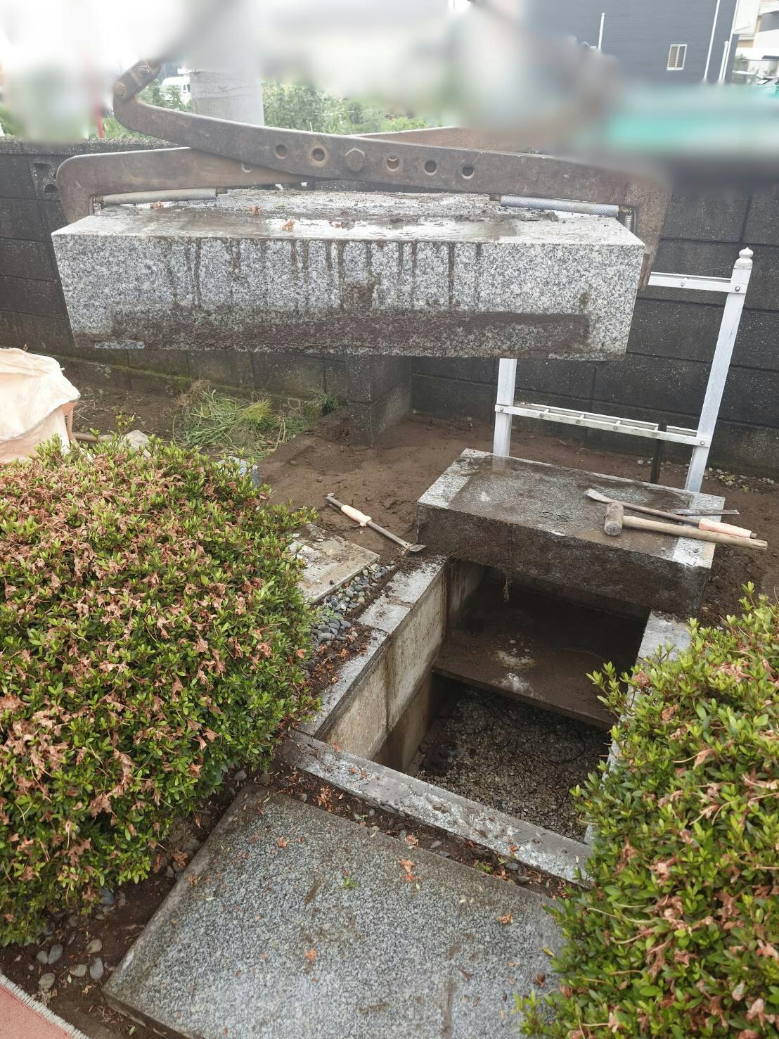 上尾市上平中央 共同墓地のお墓の墓石撤去前