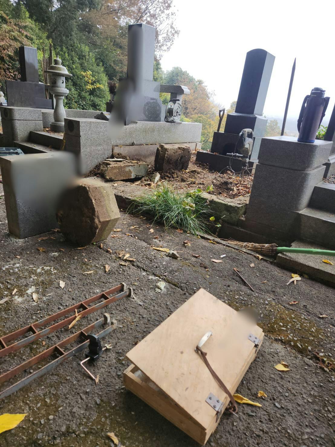 石岡市営 石岡龍神山霊園のお墓の墓石撤去前